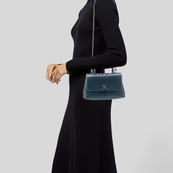 Chanel Blue Mini Python Coco Handle Bag - Picture 15 of 16